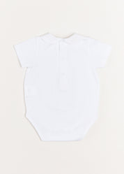 Peter Pan Collar Duck Embroidery Short Sleeve Bodysuit in White (3mths-2yrs) Tops & Bodysuits  from Pepa London