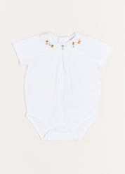 Peter Pan Collar Duck Embroidery Short Sleeve Bodysuit in White (3mths-2yrs) Tops & Bodysuits  from Pepa London