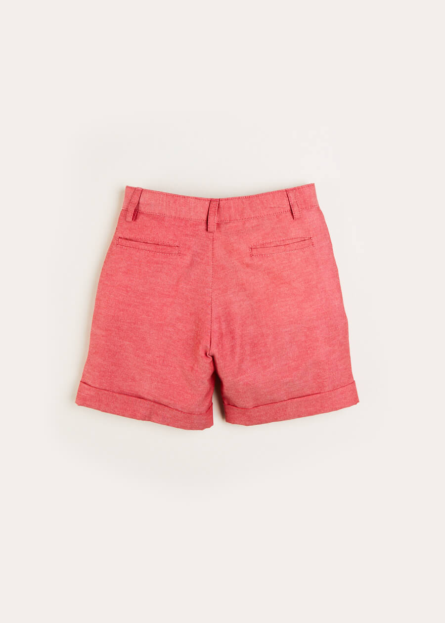 Plain Linen Shorts in Red (4-10yrs) Shorts  from Pepa London