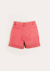 Plain Linen Shorts in Red (4-10yrs) Shorts  from Pepa London