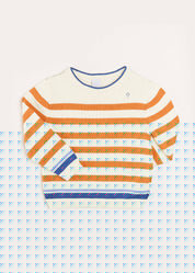 Striped Crewneck Jumper in Camel (12mths-10yrs) Knitwear  from Pepa London