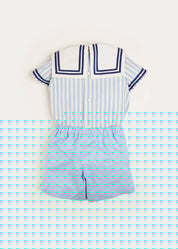 Striped Mariner Collar Short Sleeve Two Piece Set in Blue (18mths-6yrs) Two Piece Set from Pepa London