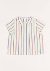 Striped Polo Collar Short Sleeve Shirt in Red (12mths-4yrs) Shirts  from Pepa London