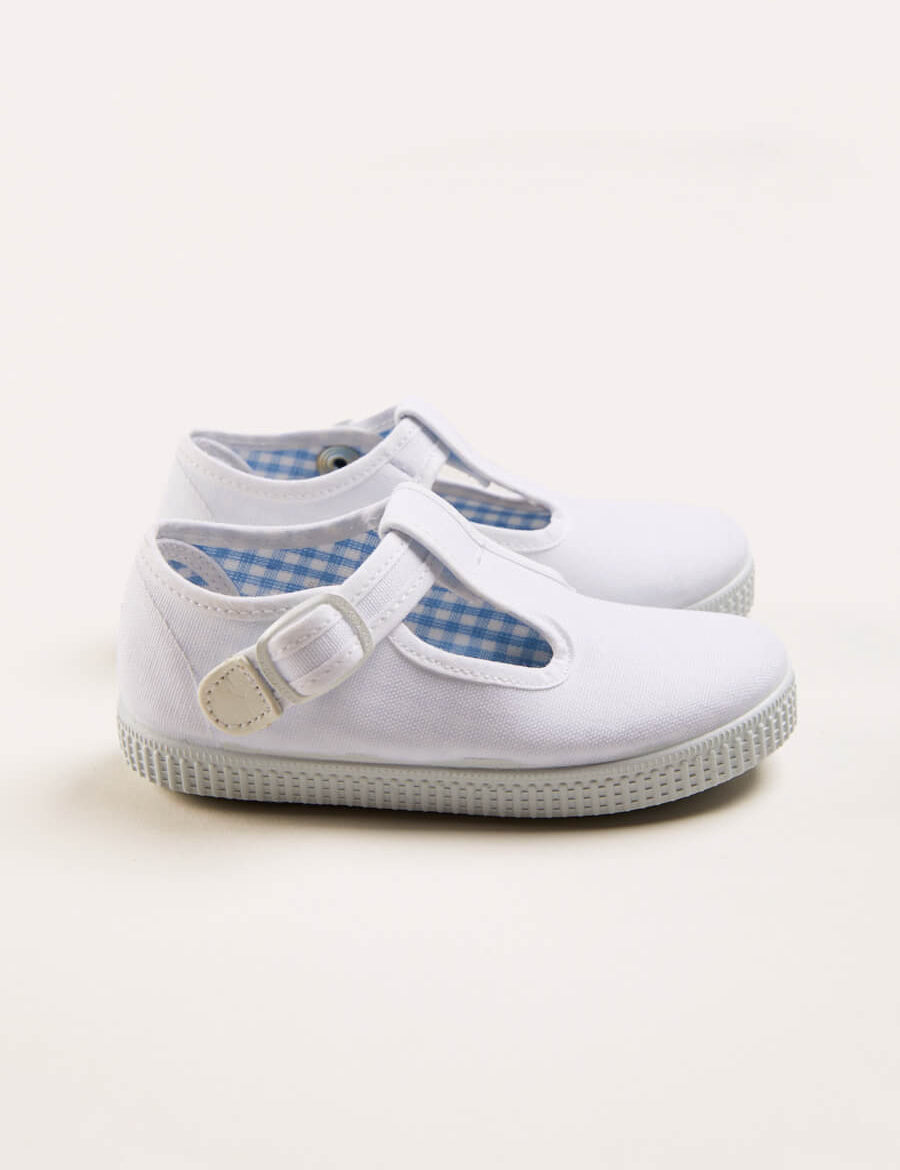 Woven T-Bar Baby Shoes in White (20-26EU) Shoes  from Pepa London