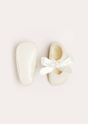 Celebration Ribbon Detail Mary Jane Pram Shoes in Beige (17-20EU) Shoes  from Pepa London