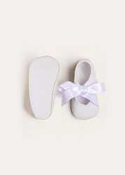 Celebration Ribbon Detail Mary Jane Pram Shoes in White (17-20EU) Shoes  from Pepa London
