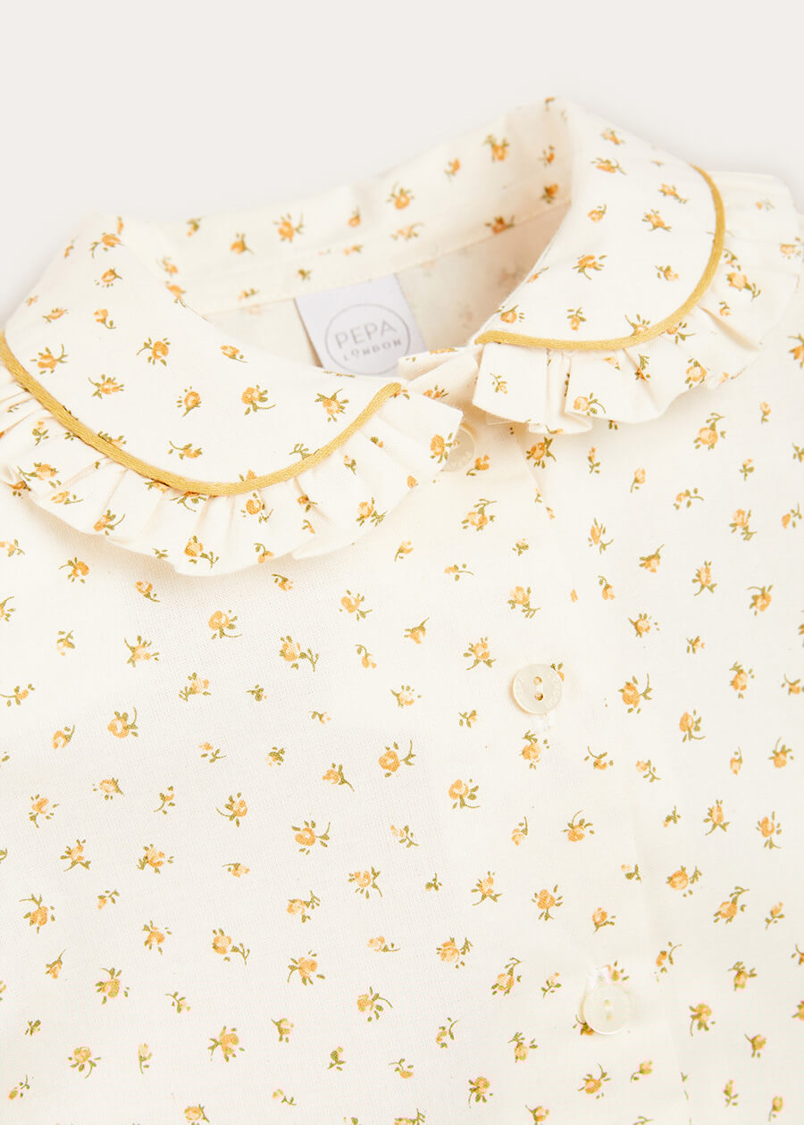 Ditsy Floral Long Sleeve Blouse In Mustard (12mths-10yrs) BLOUSES  from Pepa London