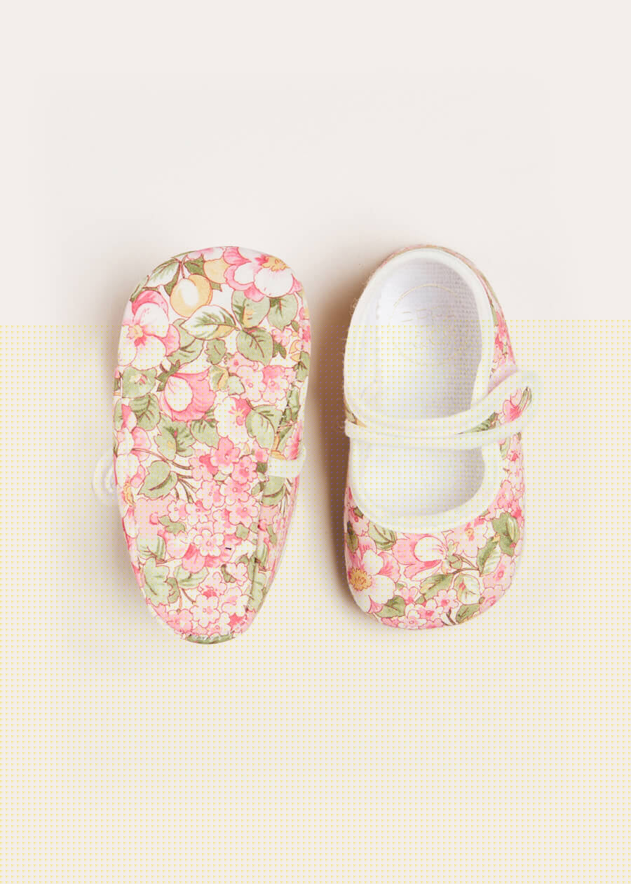 Floral Woven Mary Jane Baby Shoes in Pink (17-20EU) Shoes  from Pepa London