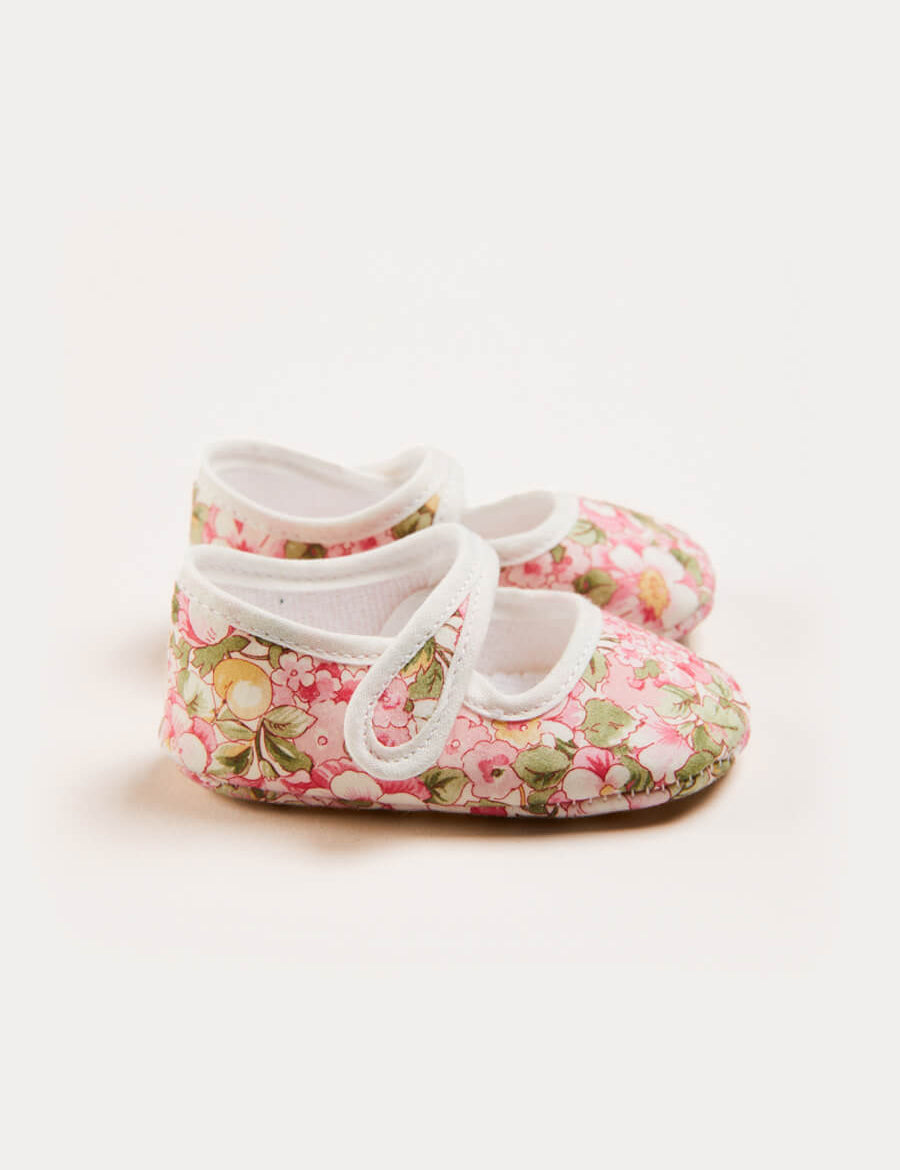Floral Woven Mary Jane Baby Shoes in Pink (17-20EU) Shoes  from Pepa London