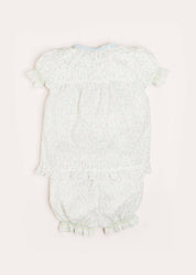 Lilibeth Floral Print Ruffle Collar Short Sleeve Pyjama Set in Blue (18mths-10yrs) Nightwear  from Pepa London