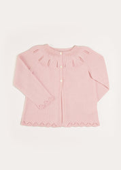 Openwork Detail Light Cardigan in Pink (6mths-10yrs) Knitwear  from Pepa London