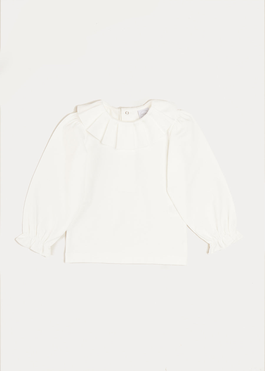 Ruffle Collar Long Sleeve Top In Cream (18mths-10yrs) TOPS & BODYSUITS  from Pepa London