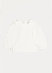 Ruffle Collar Long Sleeve Top In Cream (18mths-10yrs) TOPS & BODYSUITS  from Pepa London
