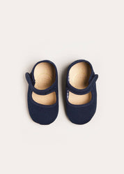 Woven Mary Jane Pram Shoes in Navy (17-20EU) Shoes  from Pepa London