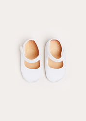 Woven Mary Jane Pram Shoes in White (17-20EU) Shoes  from Pepa London