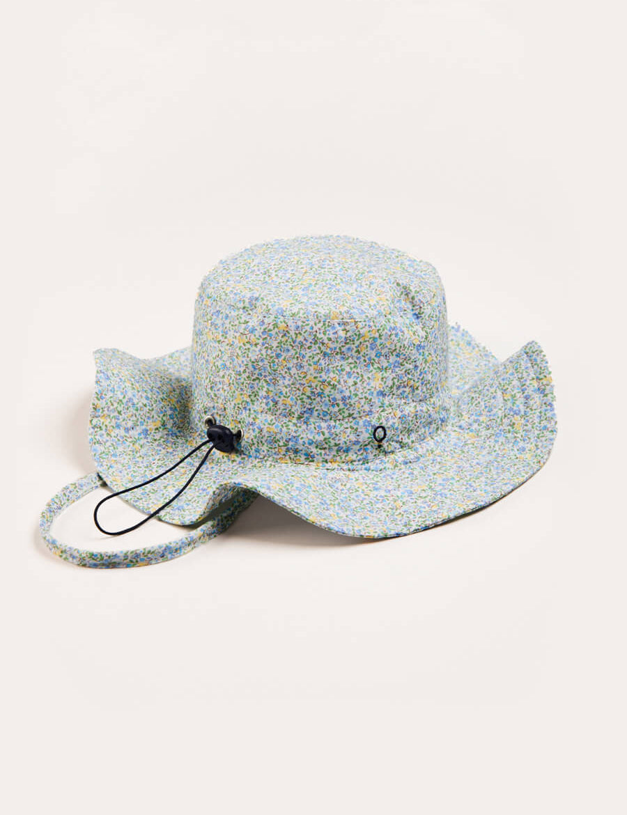 Matilda Floral Print Beach Hat in Blue (1-8yrs) Accessories  from Pepa London