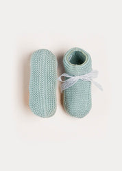 Lace Detail Knitted Booties in Green Shoes  from Pepa London
