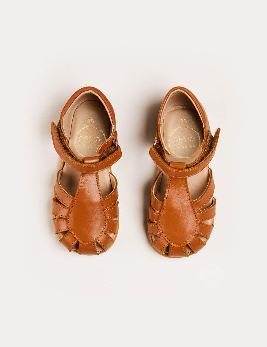Leather Fishermans Sandals in Brown (21-27EU) Shoes  from Pepa London
