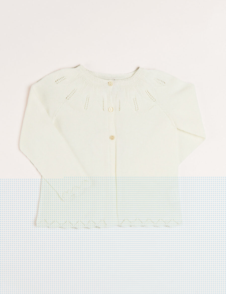 Openwork Detail Light Cardigan in White (6mths-10yrs) Knitwear  from Pepa London