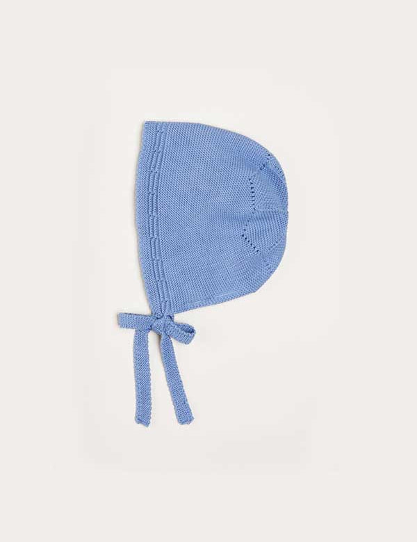 Openwork Knitted Bonnet in Blue (S-L) Knitted Accessories  from Pepa London