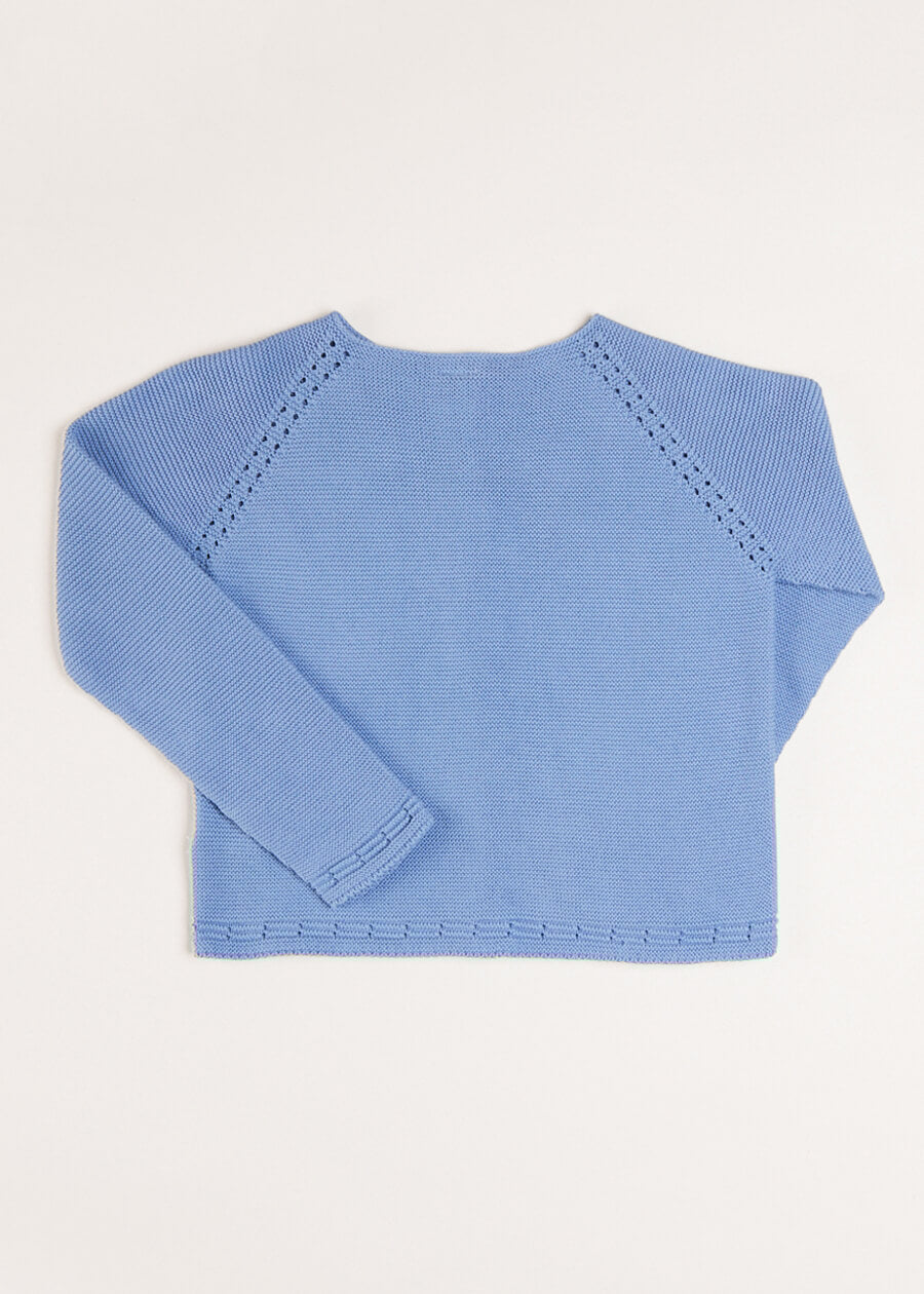 Plain Cardigan in Blue (6mths-10yrs) Knitwear from Pepa London