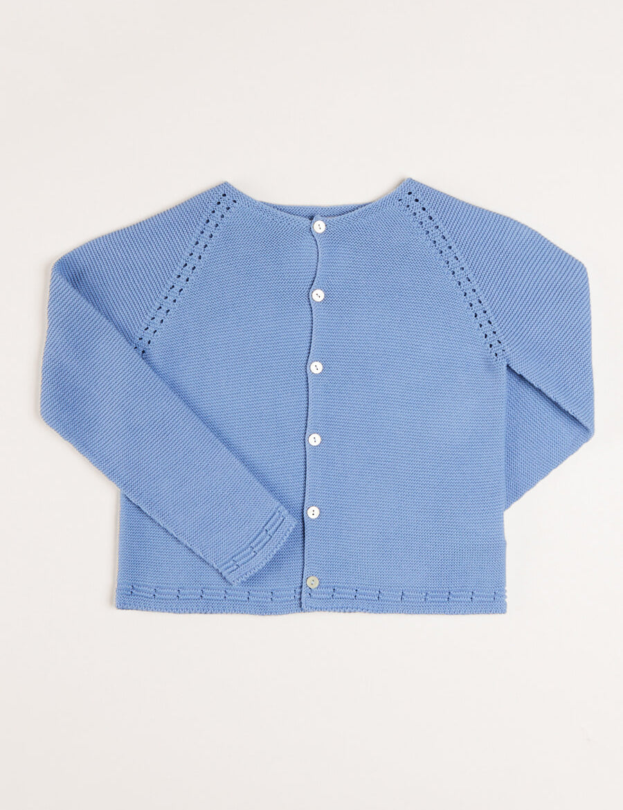 Plain Cardigan in Blue (6mths-10yrs) Knitwear from Pepa London