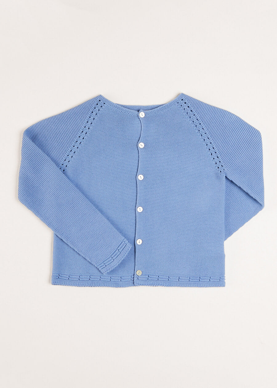 Plain Cardigan in Blue (6mths-10yrs) Knitwear from Pepa London