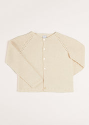 Plain Cardigan in Cream (6mths-10yrs) Knitwear  from Pepa London