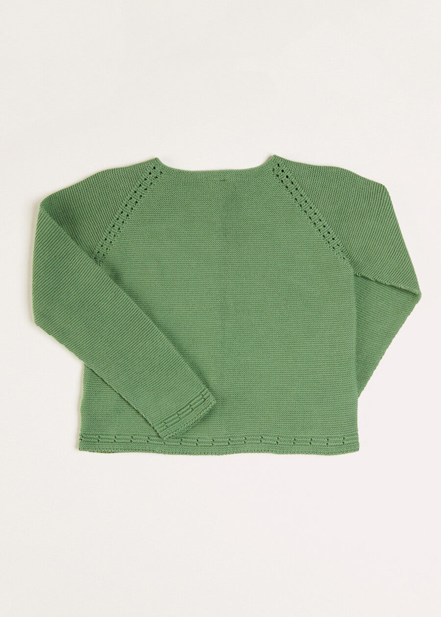 Plain Cardigan in Green (6mths-10yrs) Knitwear  from Pepa London