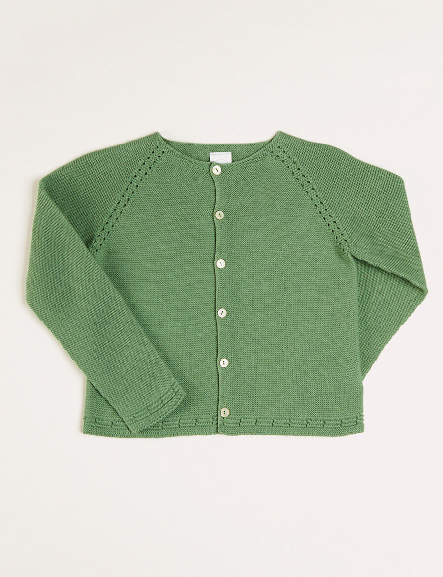 Plain Cardigan in Green (6mths-10yrs) Knitwear  from Pepa London