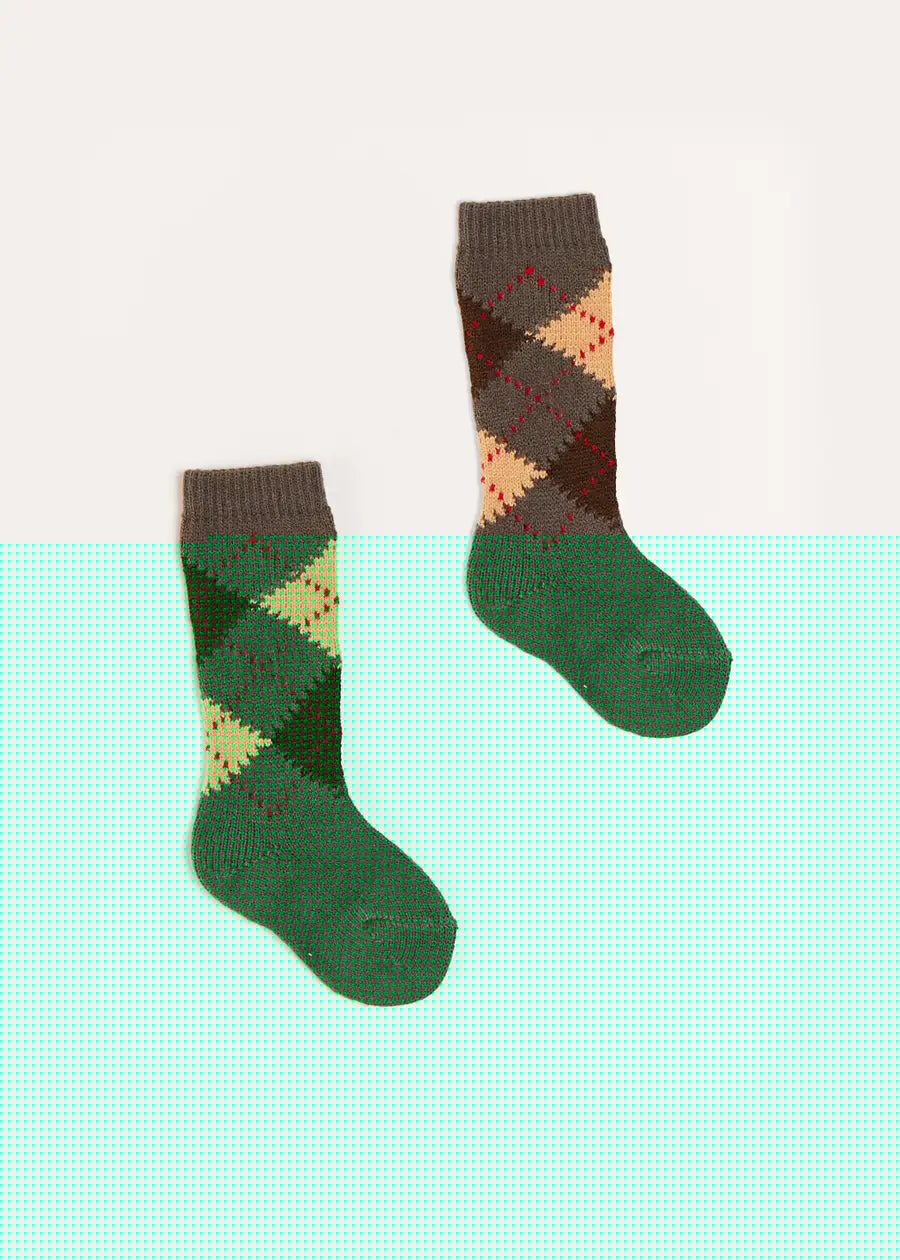 Argyle Knee Socks in Brown (2-10yrs) Socks  from Pepa London
