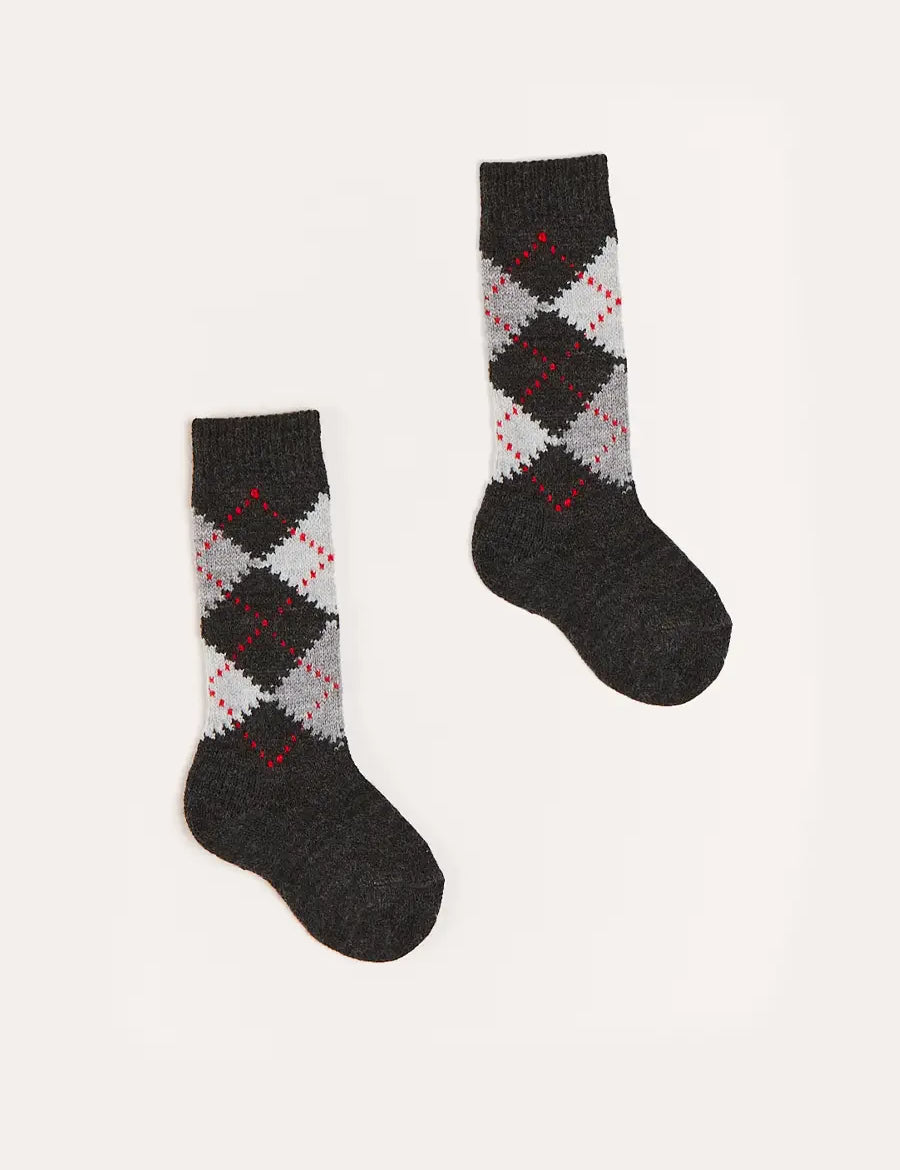 Argyle Knee Socks in Grey (2-10yrs) Socks  from Pepa London