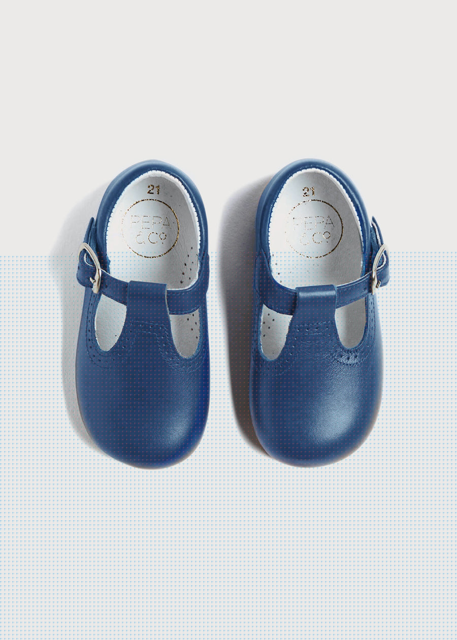 T-Bar Baby Shoes in Blue (20-26EU) Shoes from Pepa London