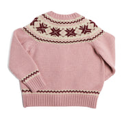 Classic Fair Isle Cardigan With Rib Details in Pink (12mths-10yrs) Knitwear  from Pepa London