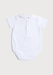 Peter Pan Collar Bodysuit in White (0mths-3yrs) Tops & Bodysuits  from Pepa London