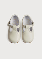 T-Bar Leather Baby Shoes in Ivory (20-24EU) Shoes  from Pepa London