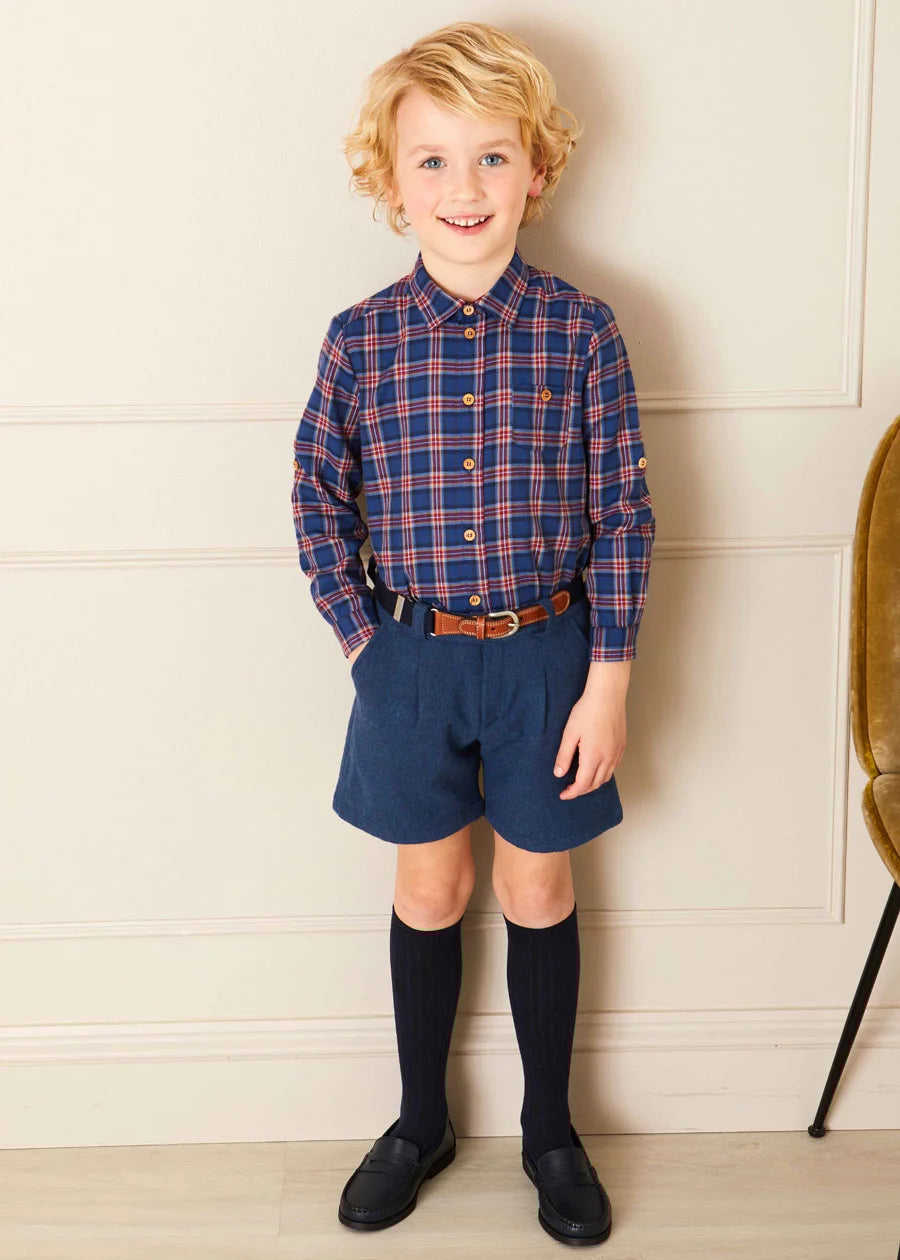 Wool Plain Shorts With Turn Ups In Blue (18mths-4yrs) SHORTS from Pepa London