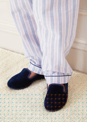 Velvet Slippers In Navy (24-34EU) SHOES  from Pepa London