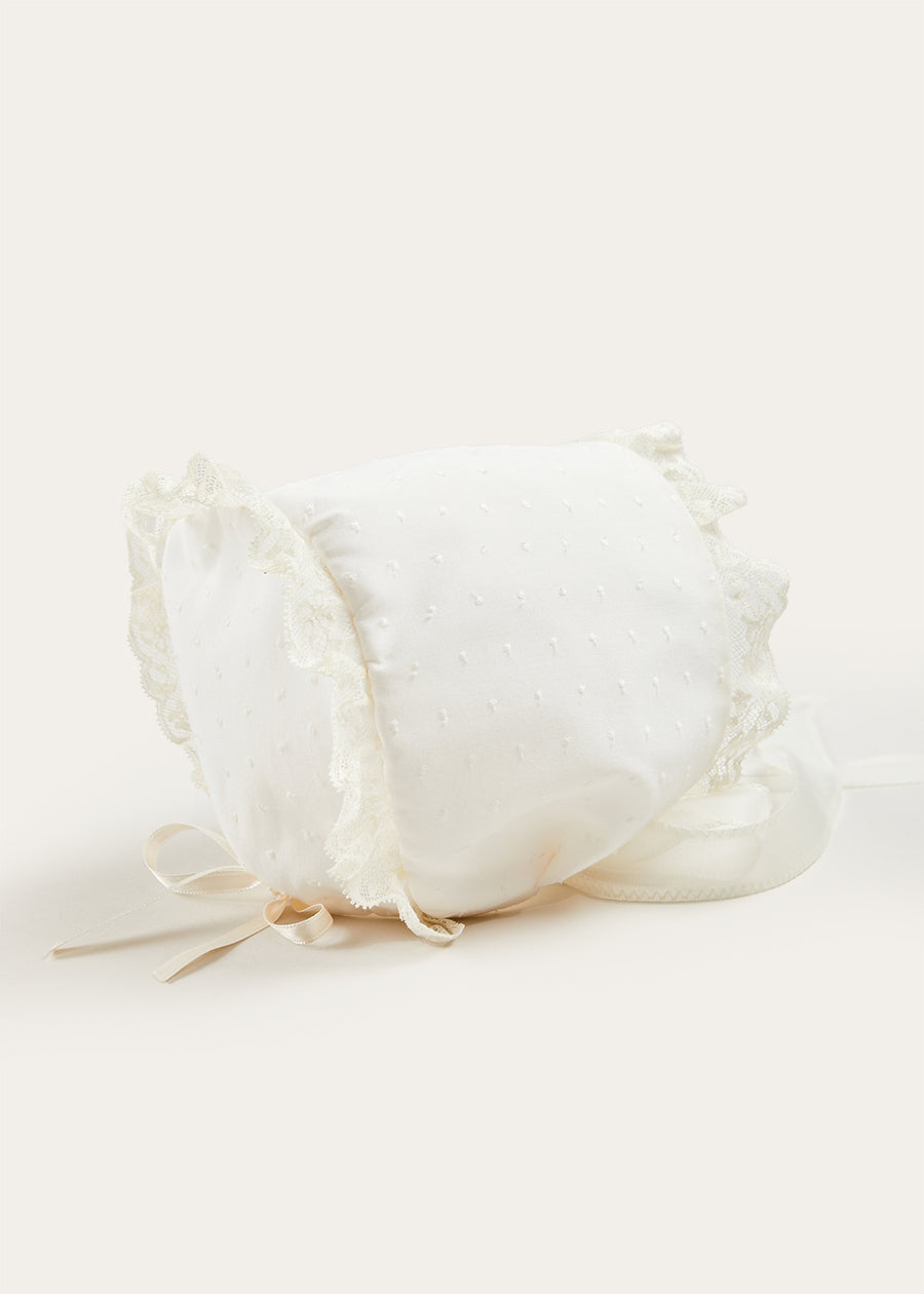 Bespoke Plumeti Embroidered Organic Lawn Cotton Christening Dress and Bonnet Made to order  from Pepa London