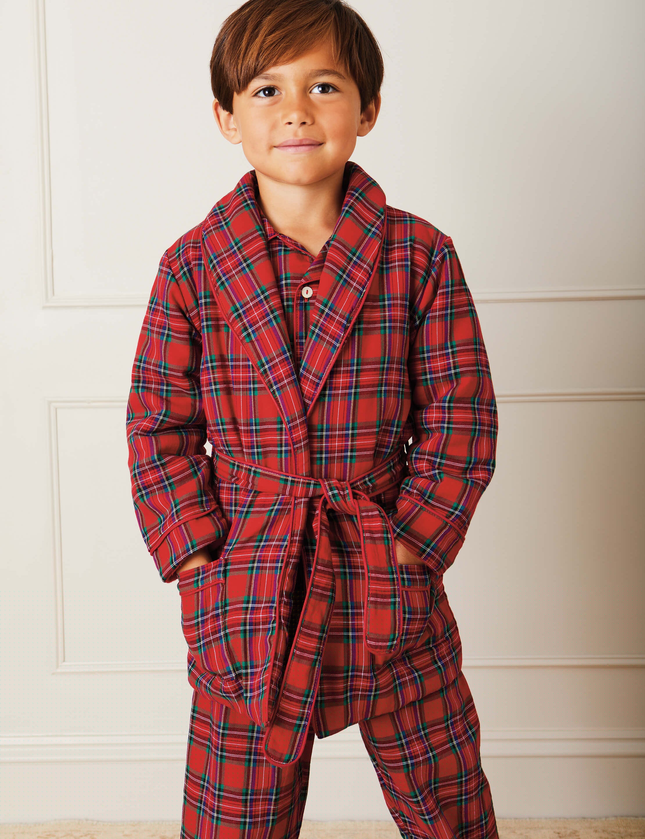 Belted Dressing Gown in Red Tartan (18mths-10yrs) Nightwear  from Pepa London