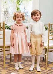 Girls Silk Hand Smocked Celebration Dress in Pink (6mths-10yrs) Dresses from Pepa London