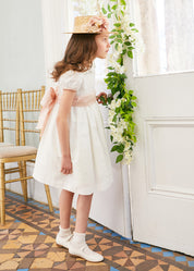 Flower Girl Ivory Dress with Pink Silk Sash (6mths-10yrs) Dresses from Pepa London
