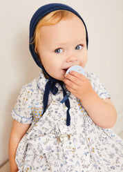 Ellis Liberty Print Hand Smocked Short Sleeve Shirt in Blue (6mths-4yrs) SHIRTS from Pepa London