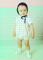Brompton Stripe Romper in Beige (3mths-2yrs) ROMPERS from Pepa London