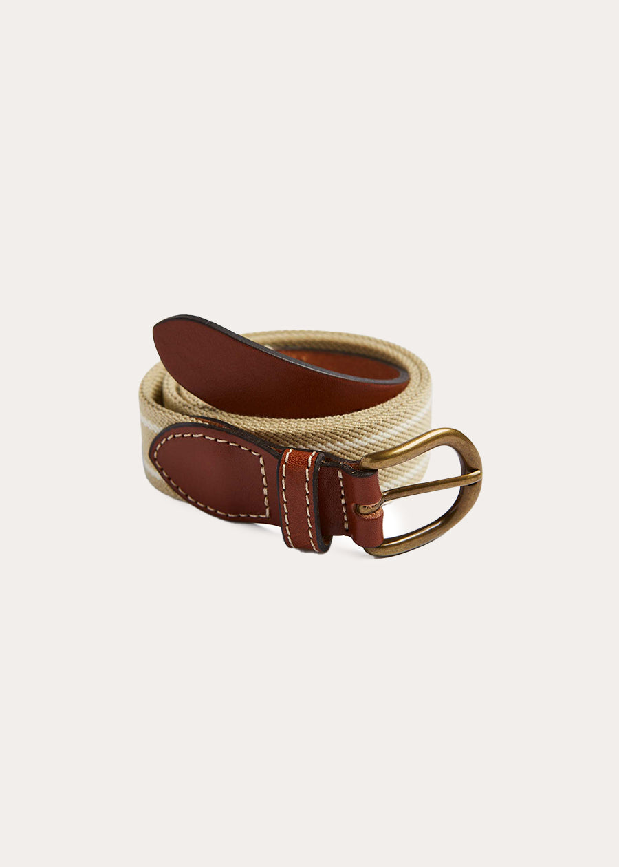 Beige and Ivory Striped Belt Belts & Braces from Pepa London