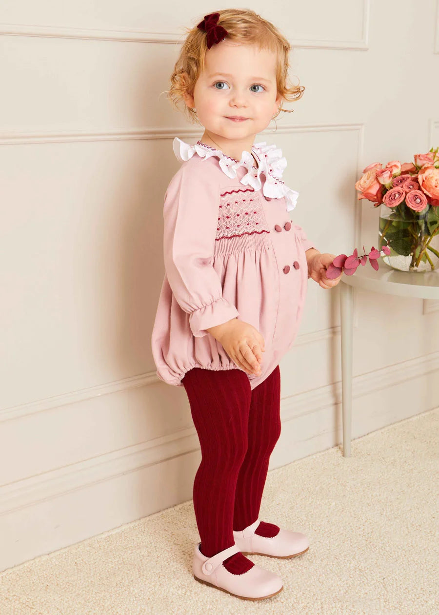 Burgundy Ribbed Tights (0mths-10yrs) Tights from Pepa London