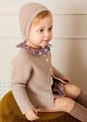Cable Detail Knitted Bonnet in Beige (S-L) Bonnets from Pepa London