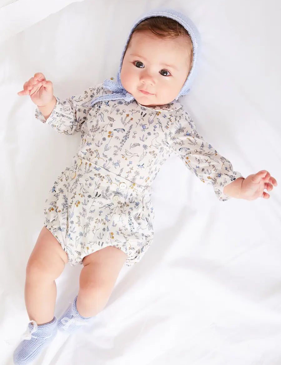 Ellis Floral Long Sleeve Blouse in Blue Made with Liberty Fabric (1-12m) BLOUSES from Pepa London