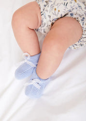 Lace Detail Knitted Booties in Blue Shoes from Pepa London
