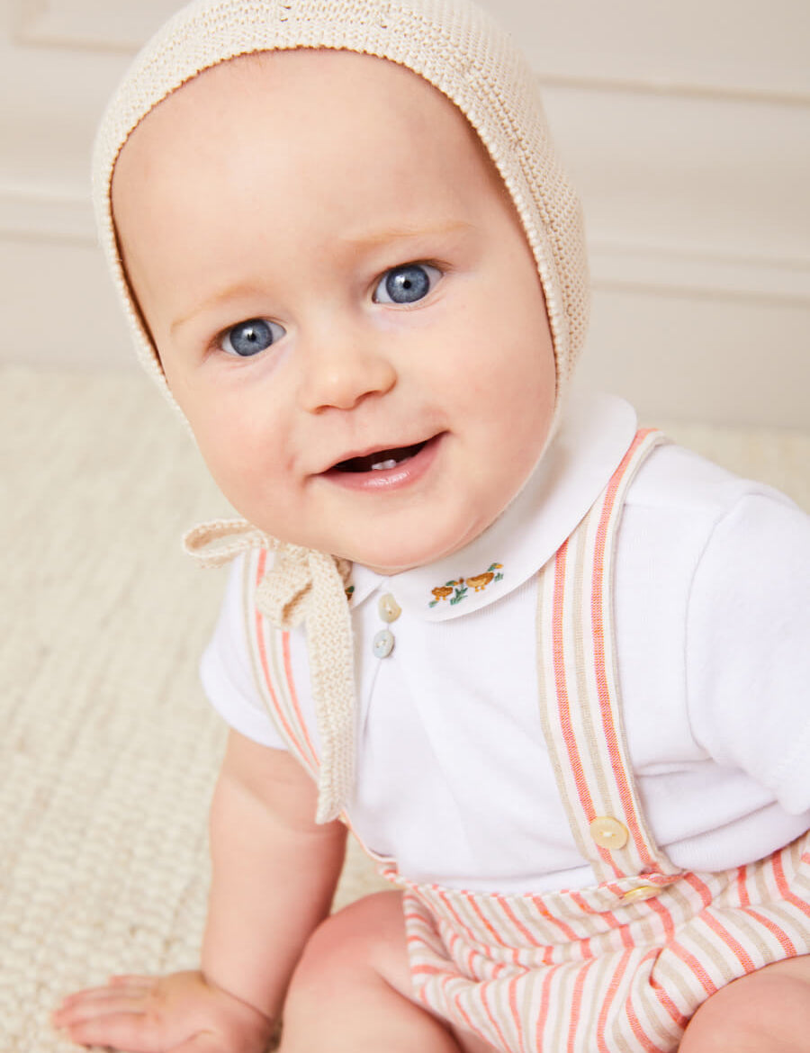 Openwork Knitted Bonnet in Beige(S-L) Knitted Accessories  from Pepa London